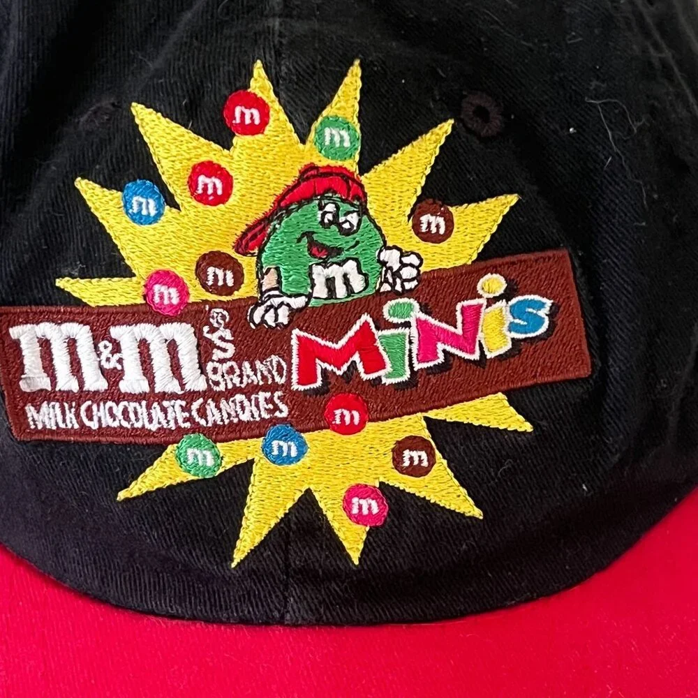 M&M's Minis Baseball Cap Kids‎ OSFA Black Red 1997 Vintage Snapback Hat